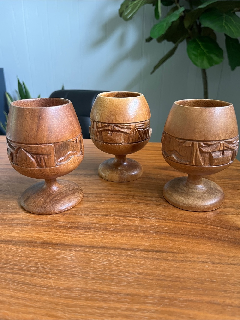 Monkey Pod Wood Tiki Goblets